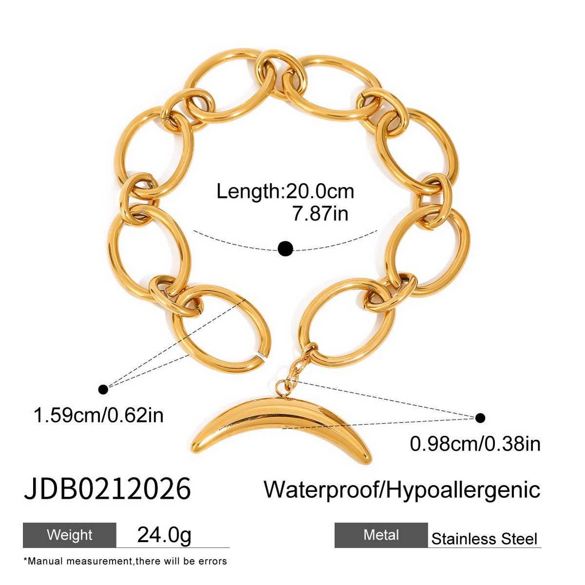 SMOOTH MOON OT CLASP BRACELET 18K GOLD STEEL_CWAJE4757