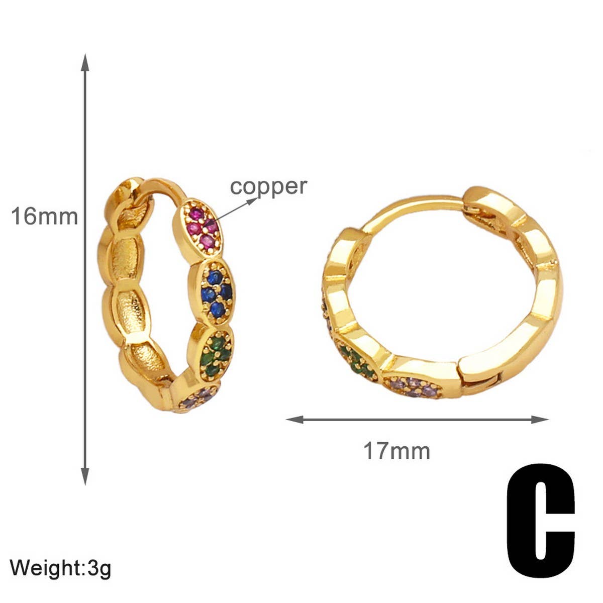 COLORED ZIRCON GOLD PLATED FLOWER EARRINGS_CWAJE0982