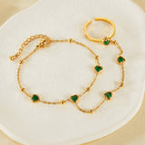 EMERALD HEART ZIRCON HAND CHAIN FOR WOMEN_CWAJE4788