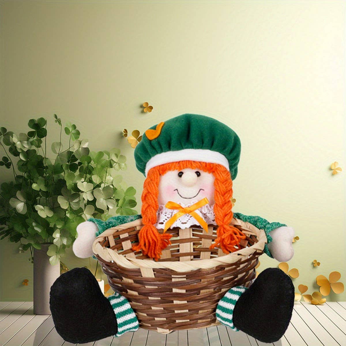 St. Patricks Day Party Gnome With Basket Doll_Cwmm3438