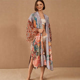 PEACOCK PRINT RESORT SUN PROTECTION BEACH CARDIGAN_CWMM6305