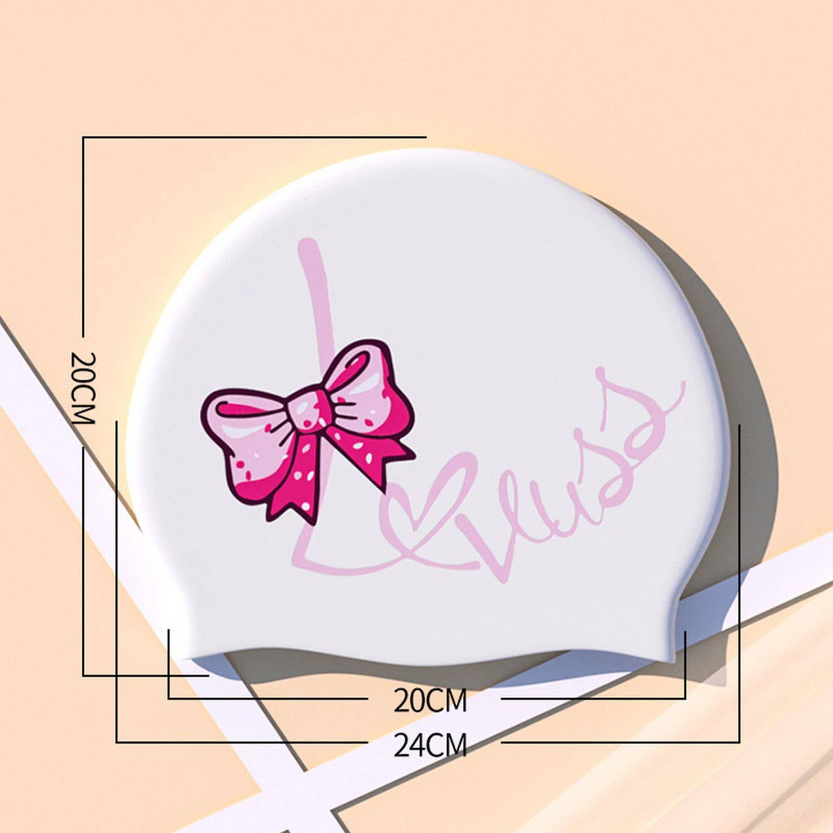 SILICONE SWIM CAP FOR LONG HAIR LARGE PRINT_CWMM6710