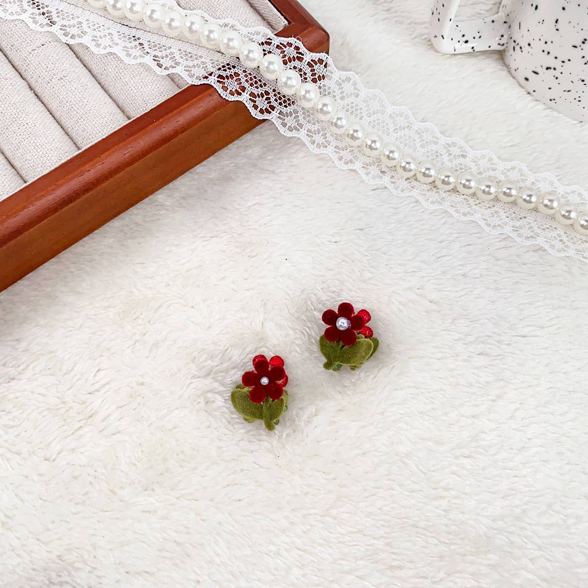 Alloy Flocking Tulip Hairpin Flower Grab Clip_Cwaha5997
