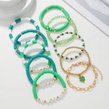 ST PATRICKS DAY FOUR LEAF CLOVER BRACELET SET_CWMM3499