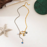 Womens Creative Star And Moon Stitching Necklace_Cwmm5698