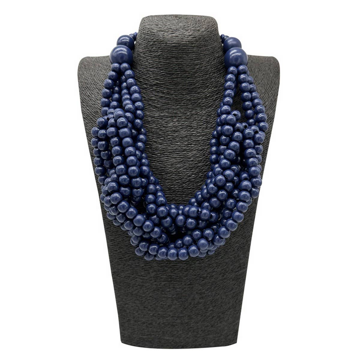 Wooden Bead Knotted Braided Necklace_Cwmm4931