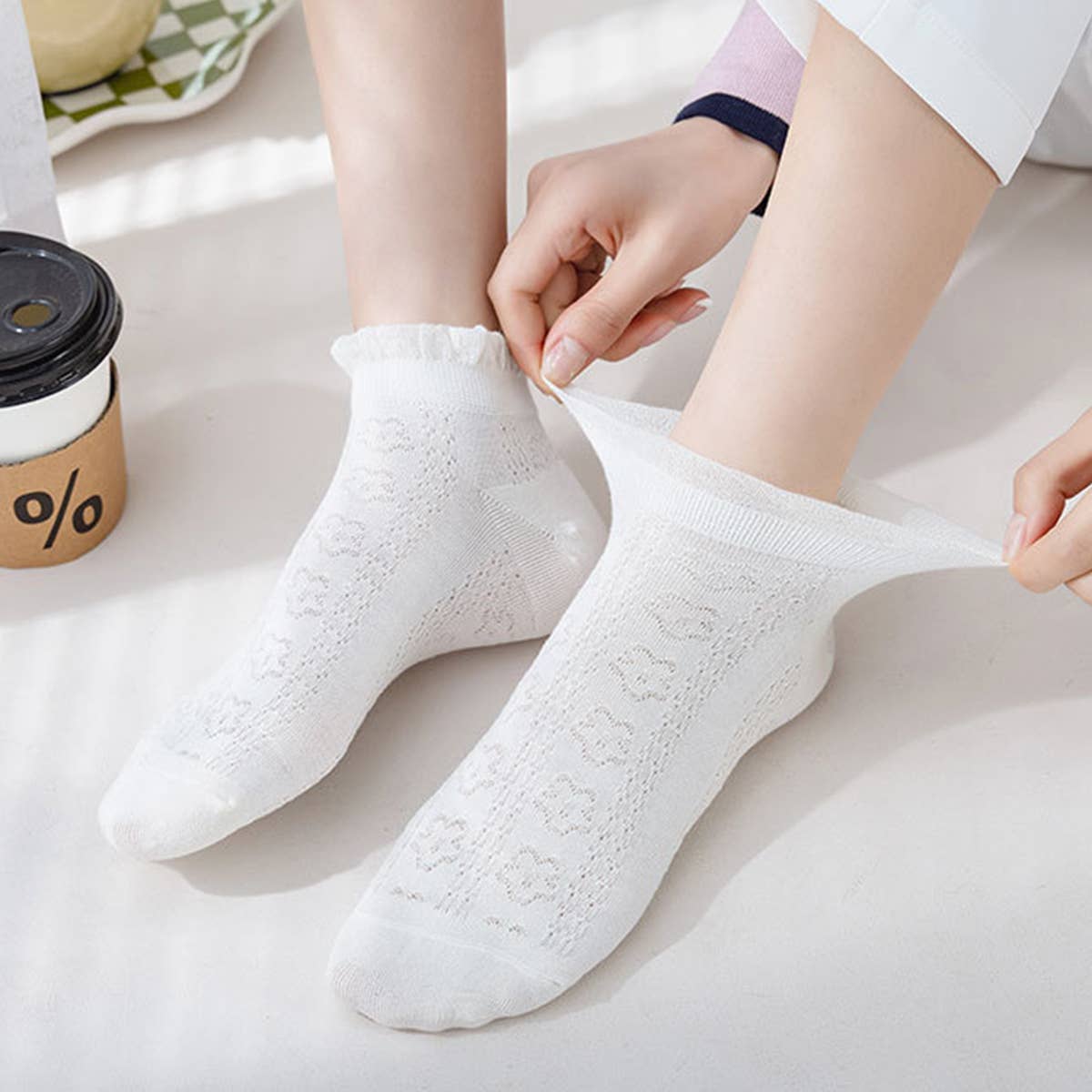 MESH BOAT SOCKS SIMPLE SOLID COLOR GLAS FIBER SOCKS_CWMS0522