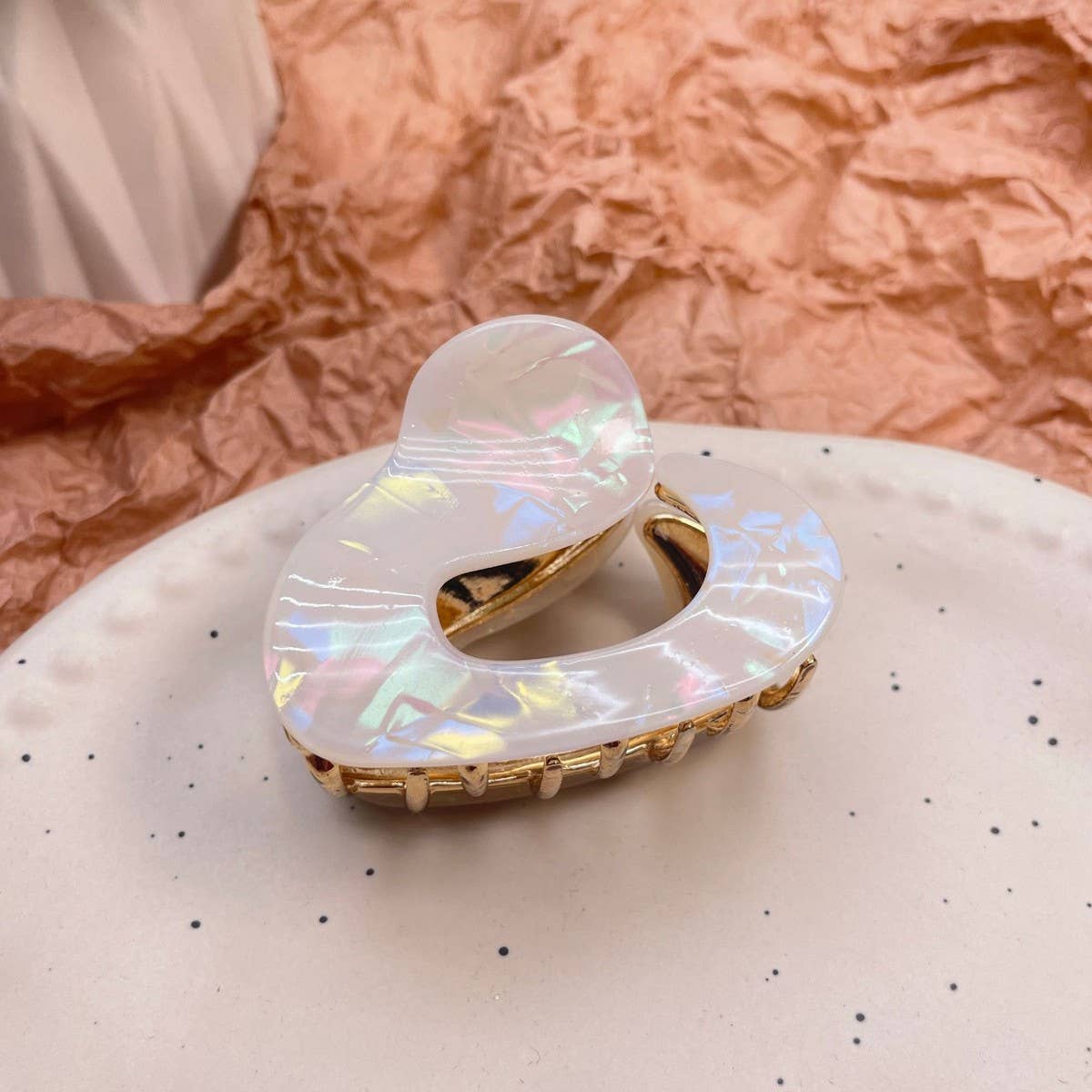 IRREGULAR ACETATE METAL HAIR CLAW CHIC MID CLIP_CWAHA0562