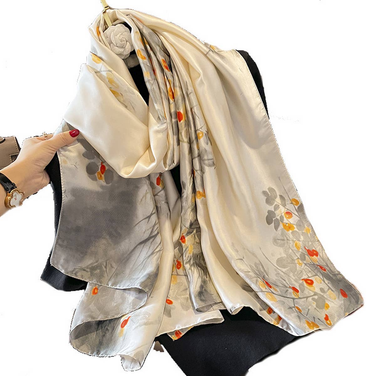 SILKY PRINT SCARF WRAP CHIC BEACH SUN COVER_CWASC0523