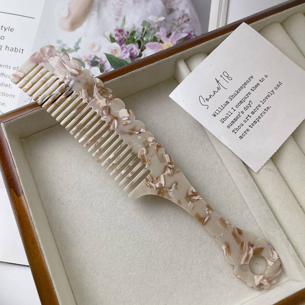 RETRO TORTOISESHELL COLOR HANDLE WAVY COMB_CWMM1082