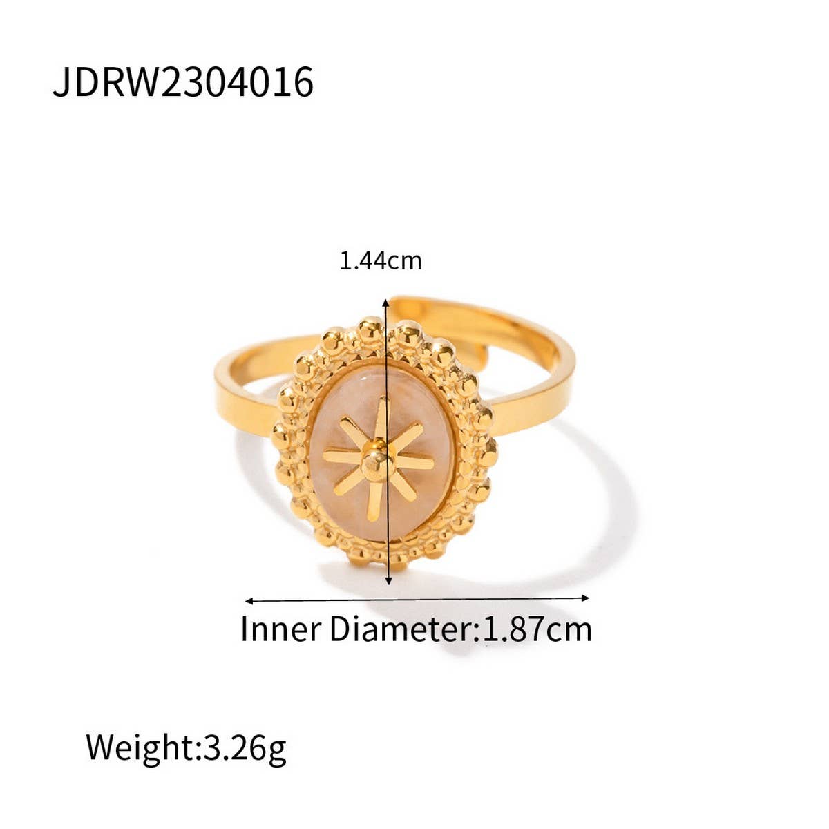 14K GOLD STAINLESS STEEL SET ZIRCON STAR OPEN RING_CWAJE1223