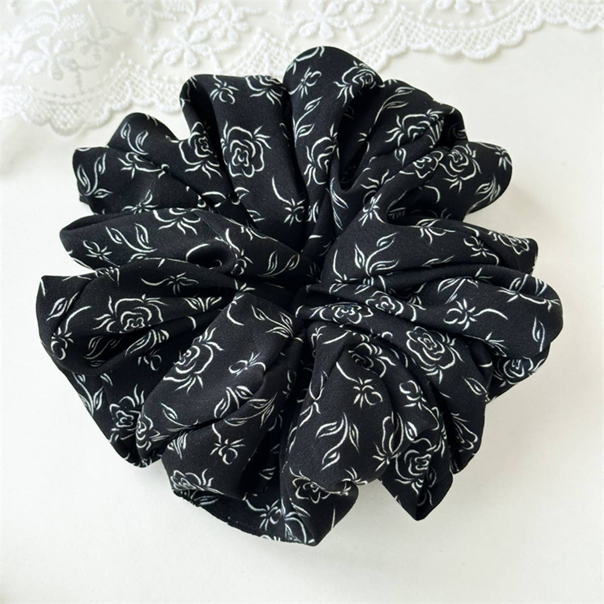 Ink Print Wide Hair Scrunchie High Elastic_Cwaha07607