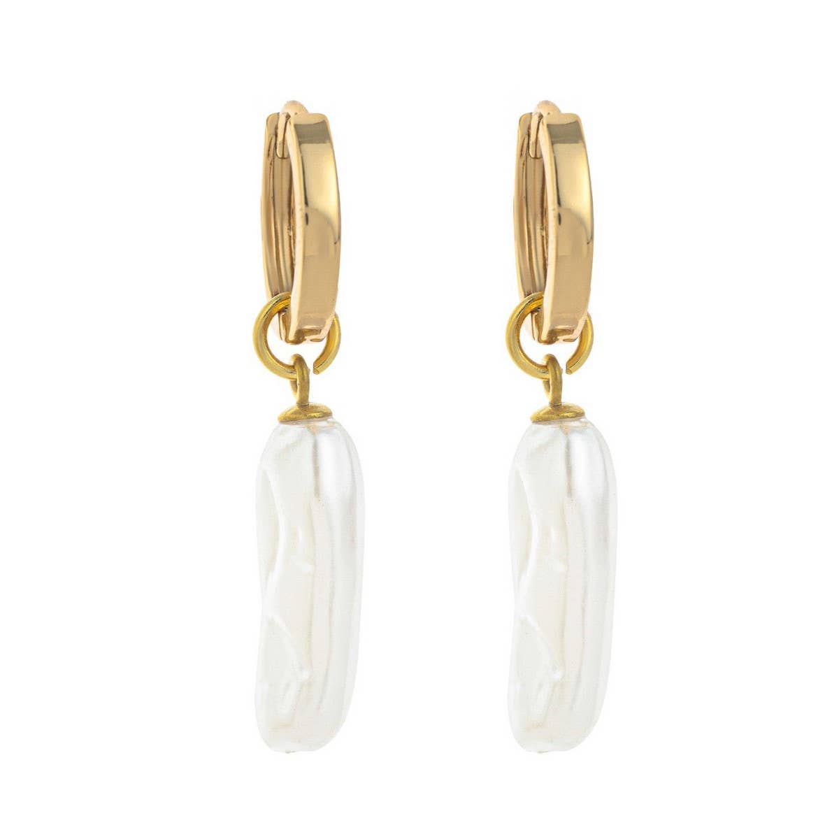 IRREGULAR PEARL DESIGN TRENDY 18K GOLD EARRINGS_CWAJE5071