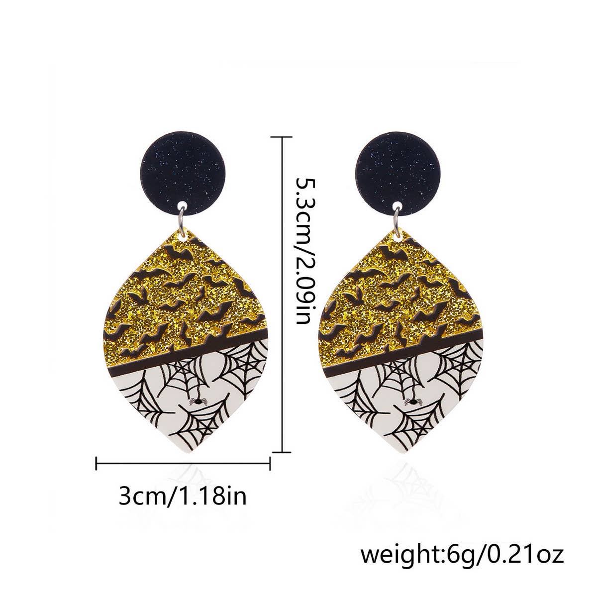 HALLOWEEN FUNNY PUMPKIN BAT LEAF EARRINGS_CWAJE2421