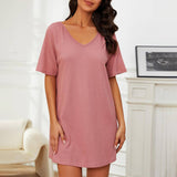 Waffle V-Neck Short-Sleeved Nightdress