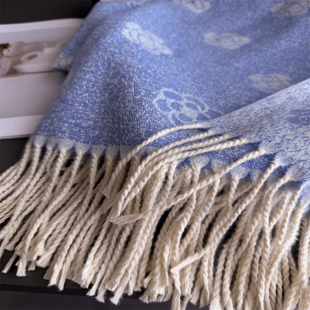 Elegant Camellia Cashmere Feel Tassel Scarf Wrap_Cwasc03244