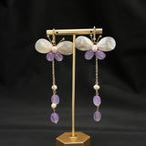 HIGH END SIMPLE SHELL BUTTERFLY PEARL EARRINGS_CWAJE3773