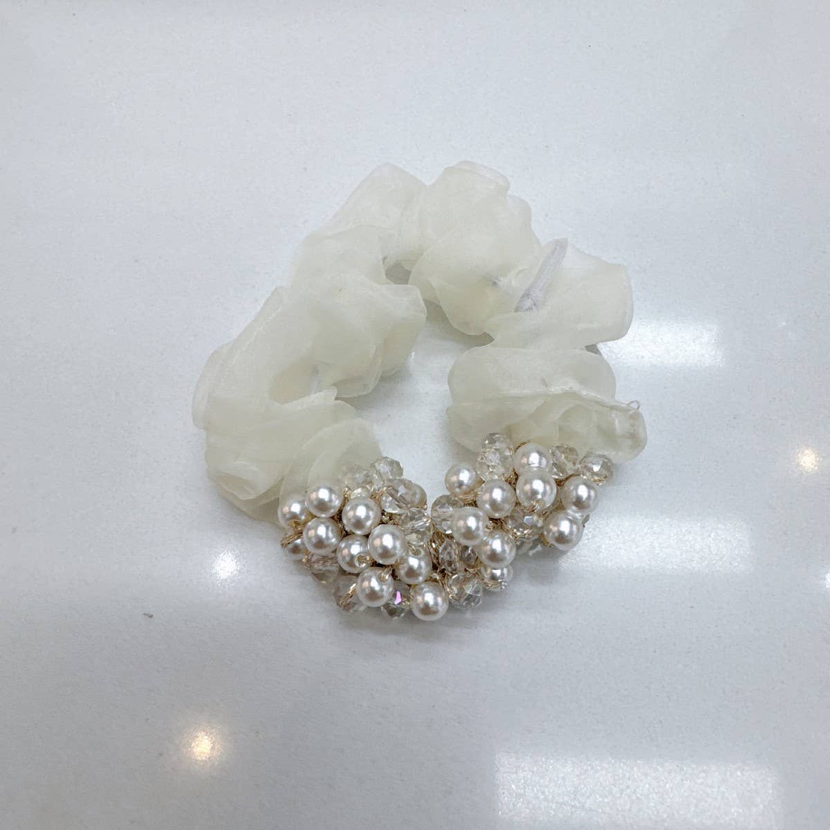 SWEET CRYSTAL PEARL SCRUNCHIE NEW SIMPLE HAIR TIE_CWAHA6773