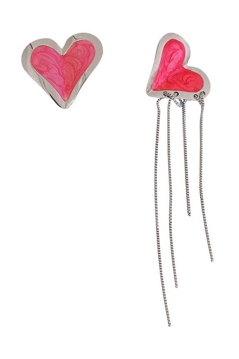 SILVER NEEDLE LOVE CHAIN TASSEL EARRINGS_CWAJE204