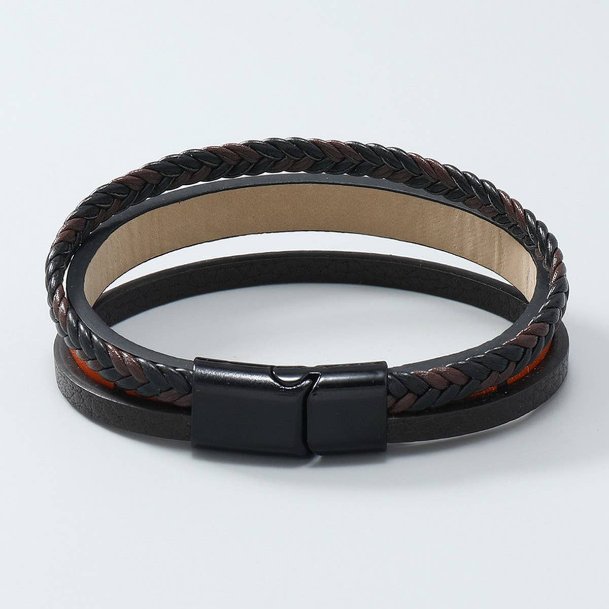MULTI LAYER HAND WOVEN PU LEATHER CROSS BRACELET_CWMM4528