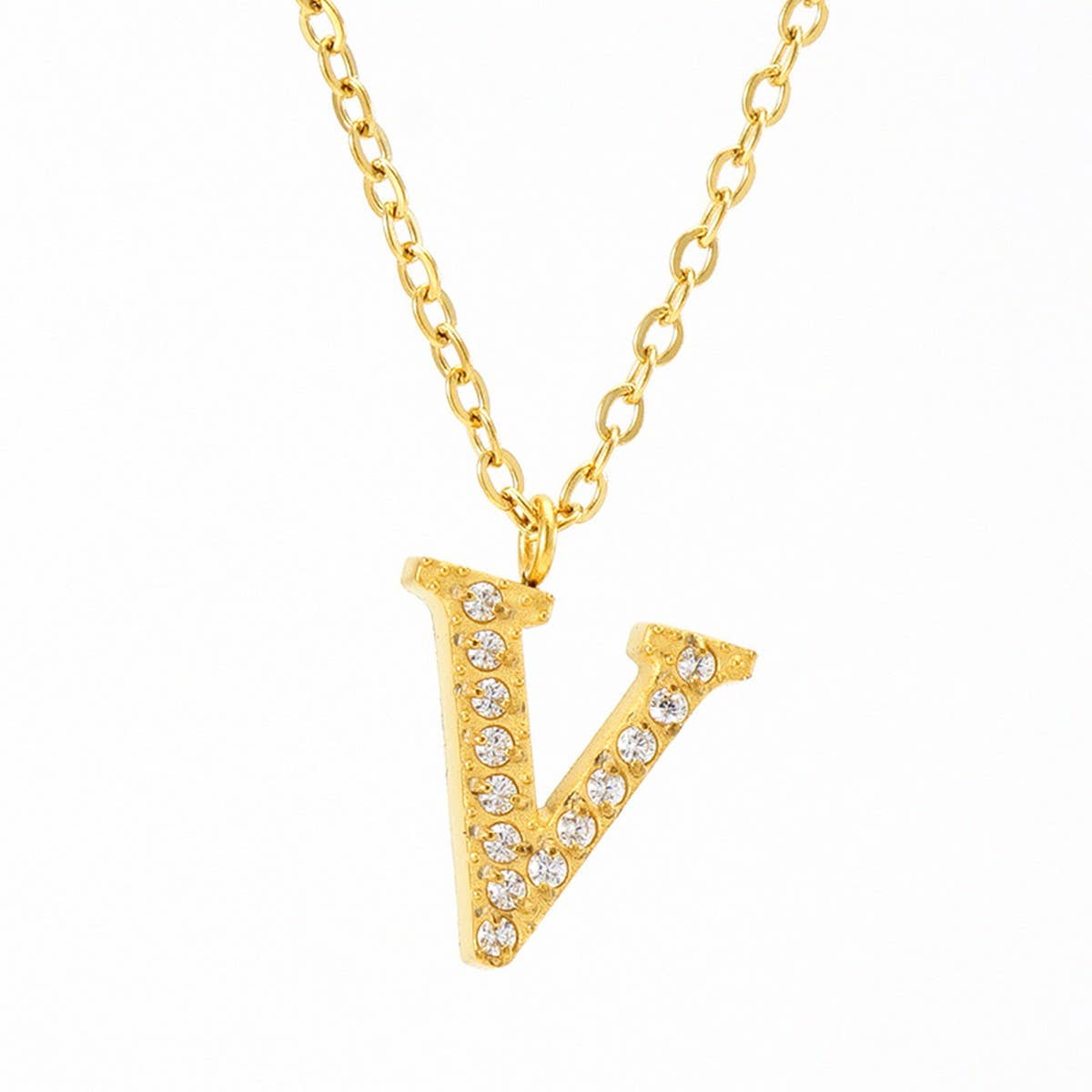 FASHION 26 LETTER DIAMOND PENDANT NECKLACE_CWAJE0684