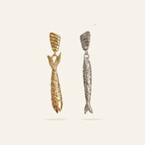 ARTISTIC LONG FISH EARRINGS TITANIUM GOLD PLATED_CWAJE5000