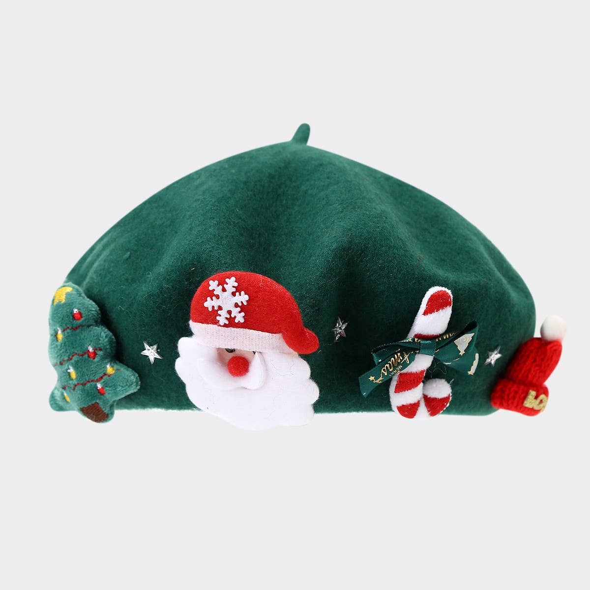 Christmas Bow Wool Beret Hat Women Warm Winter_Cwah04686