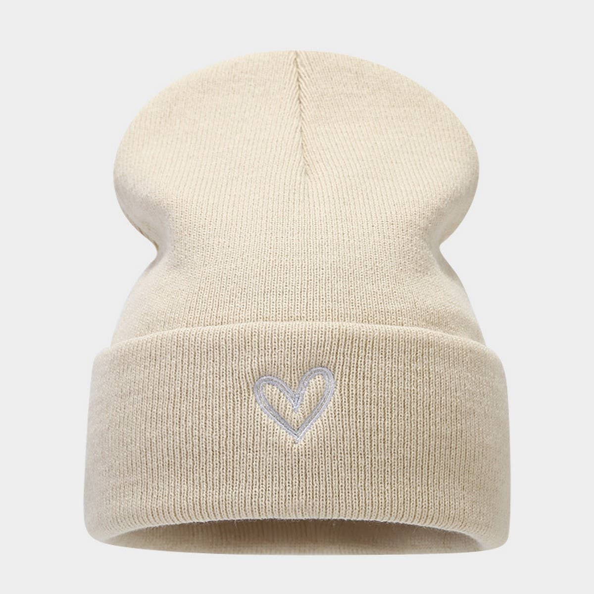 HEART EMBROIDERY ACRYLIC KNITTED HAT_CWAH2082