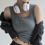 PURE COTTON VEST BOTTOMING CAMISOLE BASIC TANK TOP_CWTTK0793