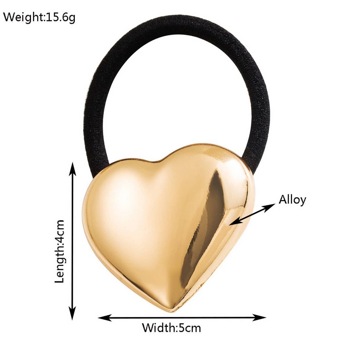 MINIMALIST GLOSSY HEART GEOMETRIC HAIR TIE_CWAHA6207