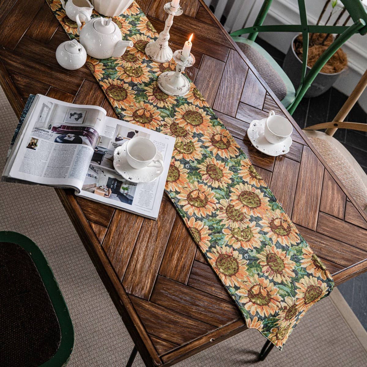 AMERICAN COUNTRY SUNFLOWER JACQUARD TABLECLOTH_CWMM0996