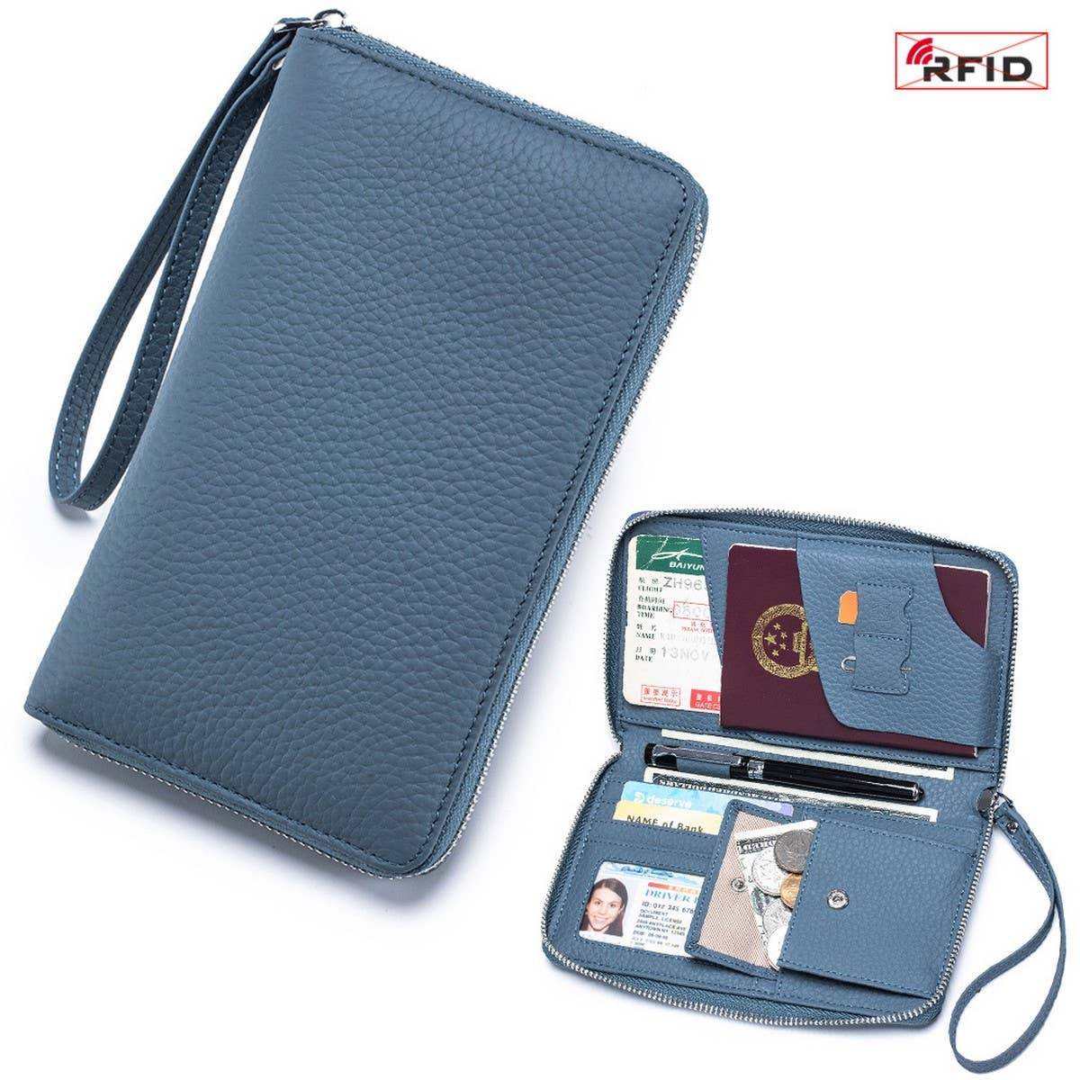 ANTI THEFT MULTIFUNCTIONAL LONG LEATHER WALLET_CWAB3734