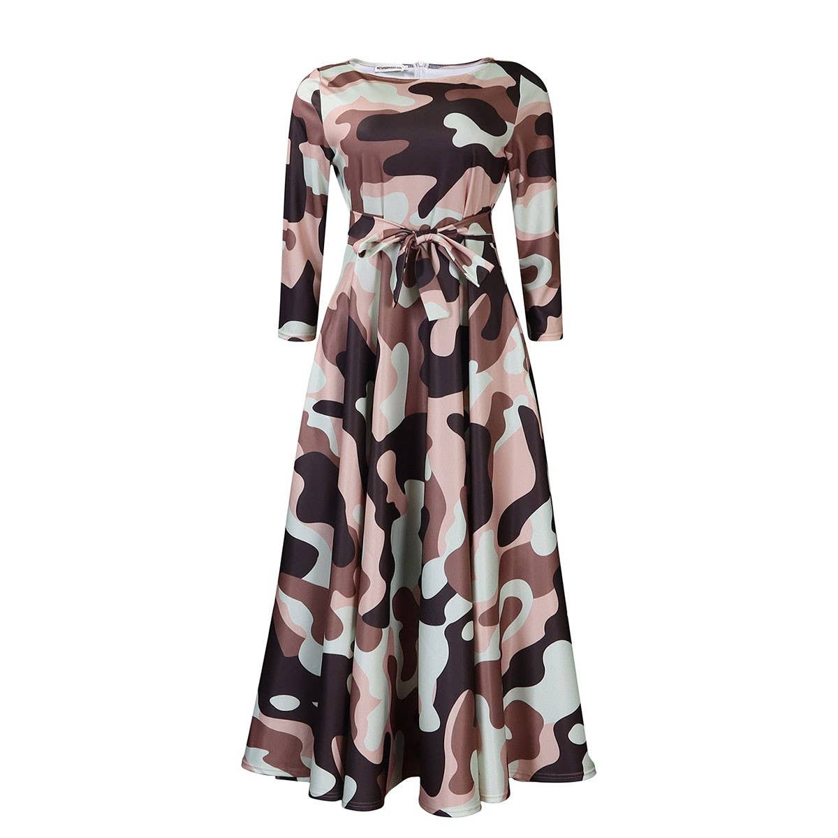 FASHIONABLE LACE UP PRINTED OVERSIZED DRESS_CWDMD3697