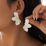 SWEET GRADIENT OIL DROP FLOWER ALLOY EARRINGS_CWMM3198