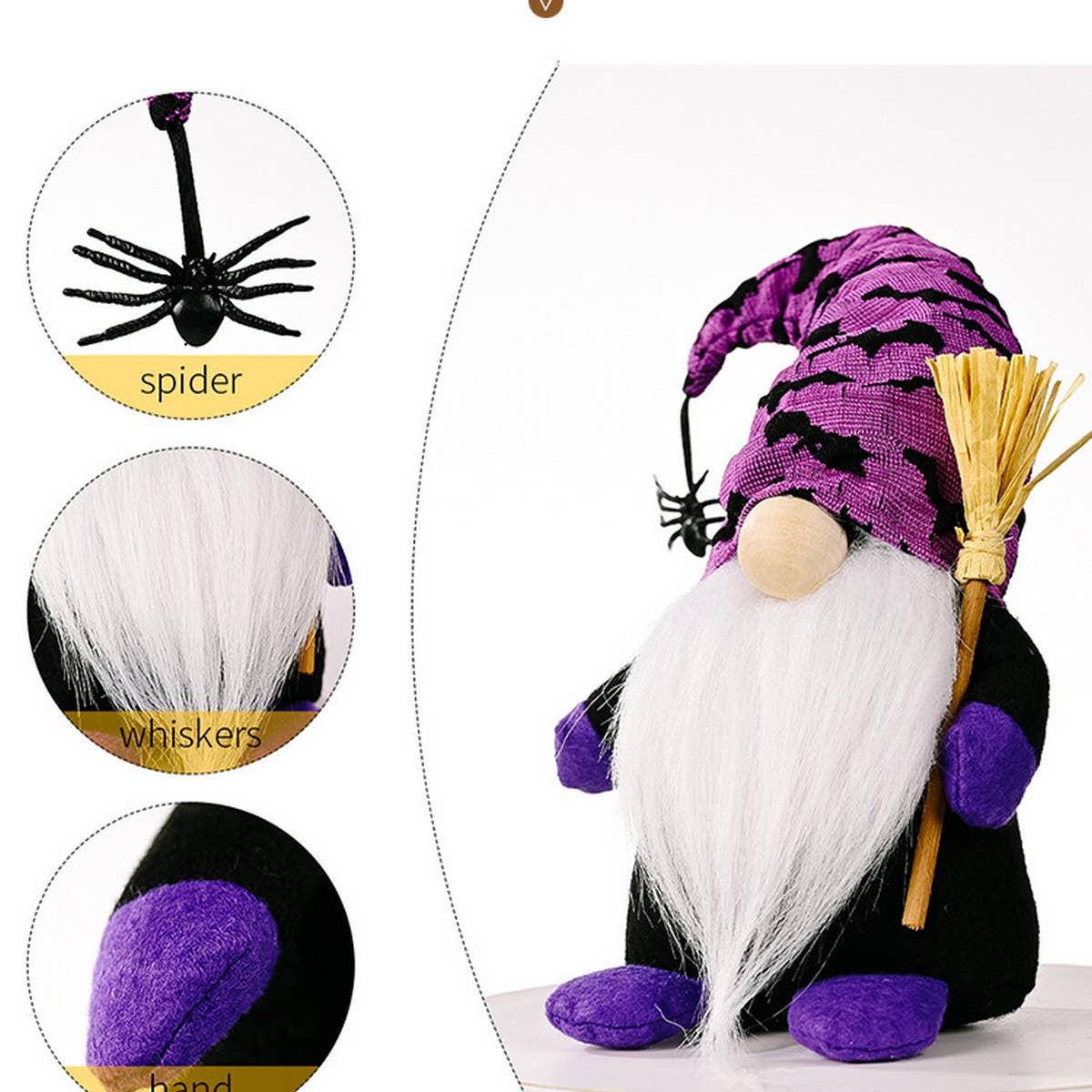 HALLOWEEN BROOM SPIDER RUDOLPH ORNAMENT_CWMM1766