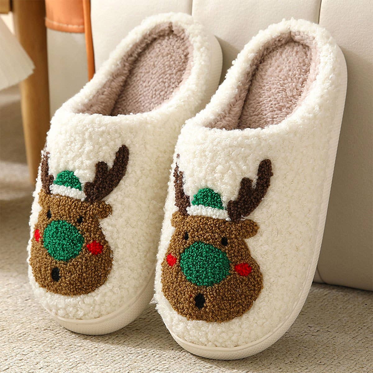 CHRISTMAS ELK NON SLIP COTTON SLIPPERS_CWSHS0275
