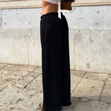 Solid Color Loose Straight Tube Drop Knit Pants