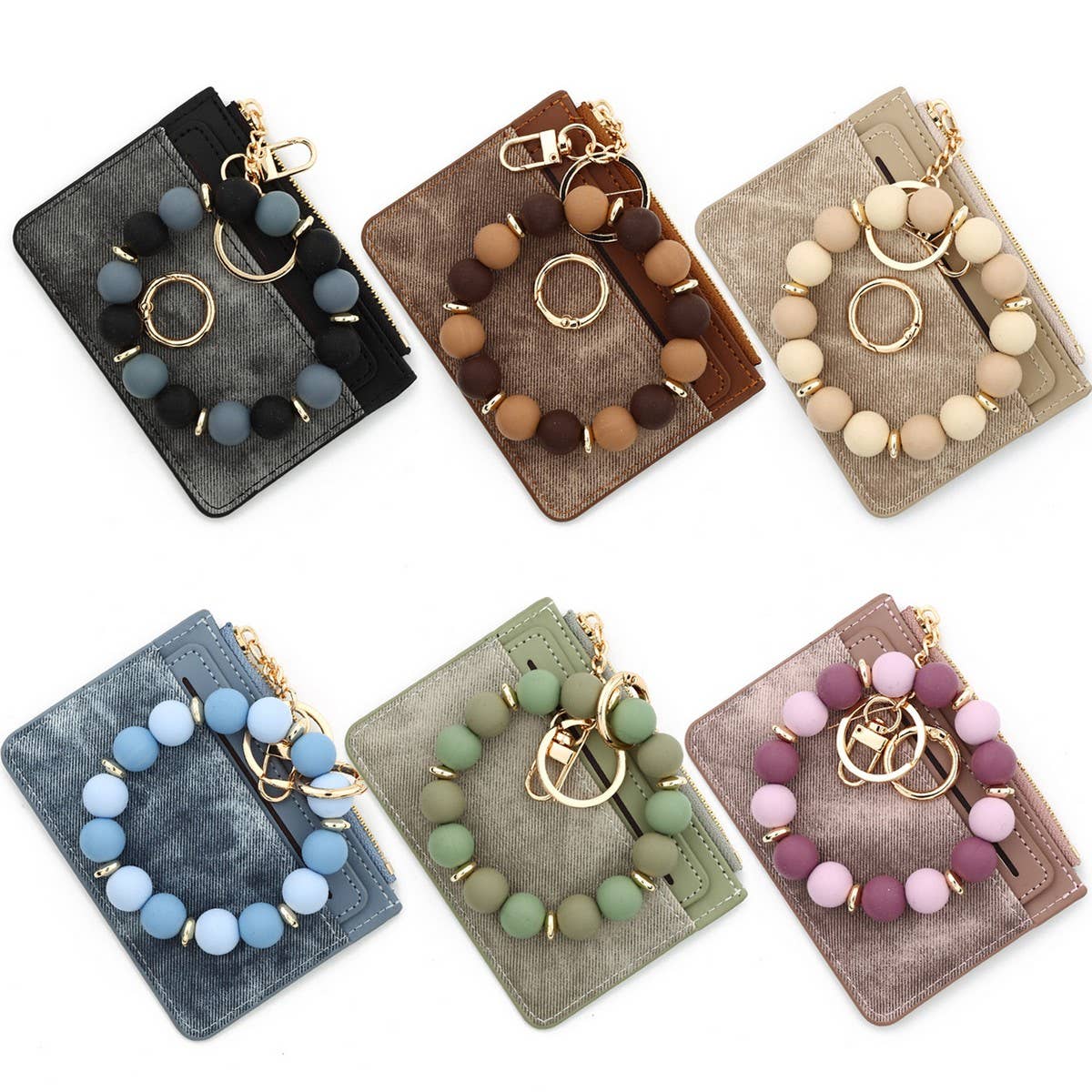 SILICONE BEAD KEYCHAIN WALLET ID CARD HOLDER_CUAB00450