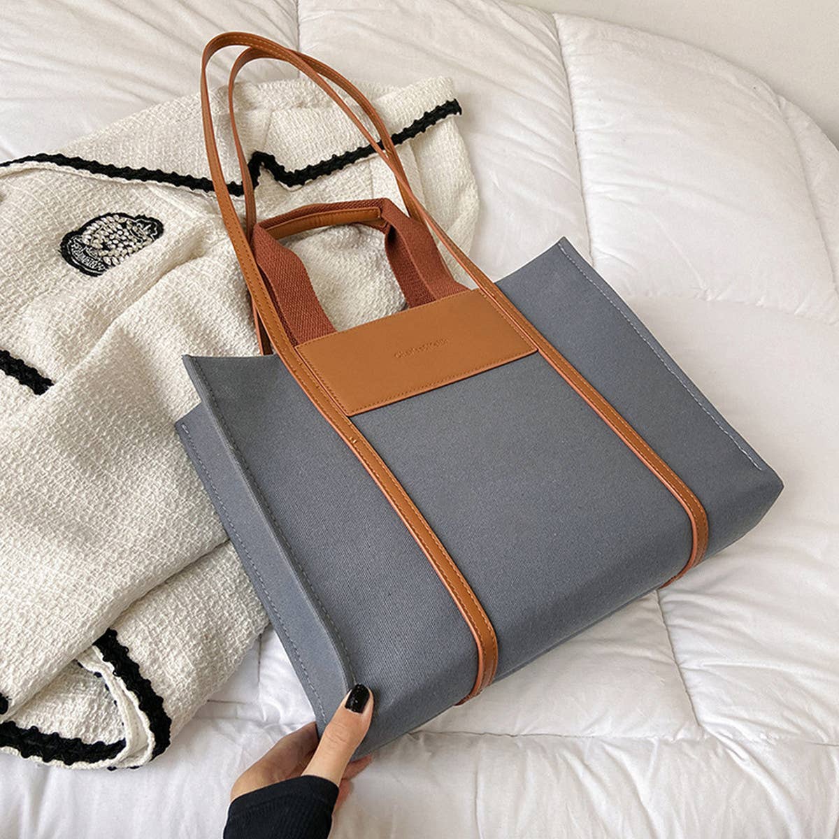 Women Fashion Simple Canvas Tote Bag_Cwab1595