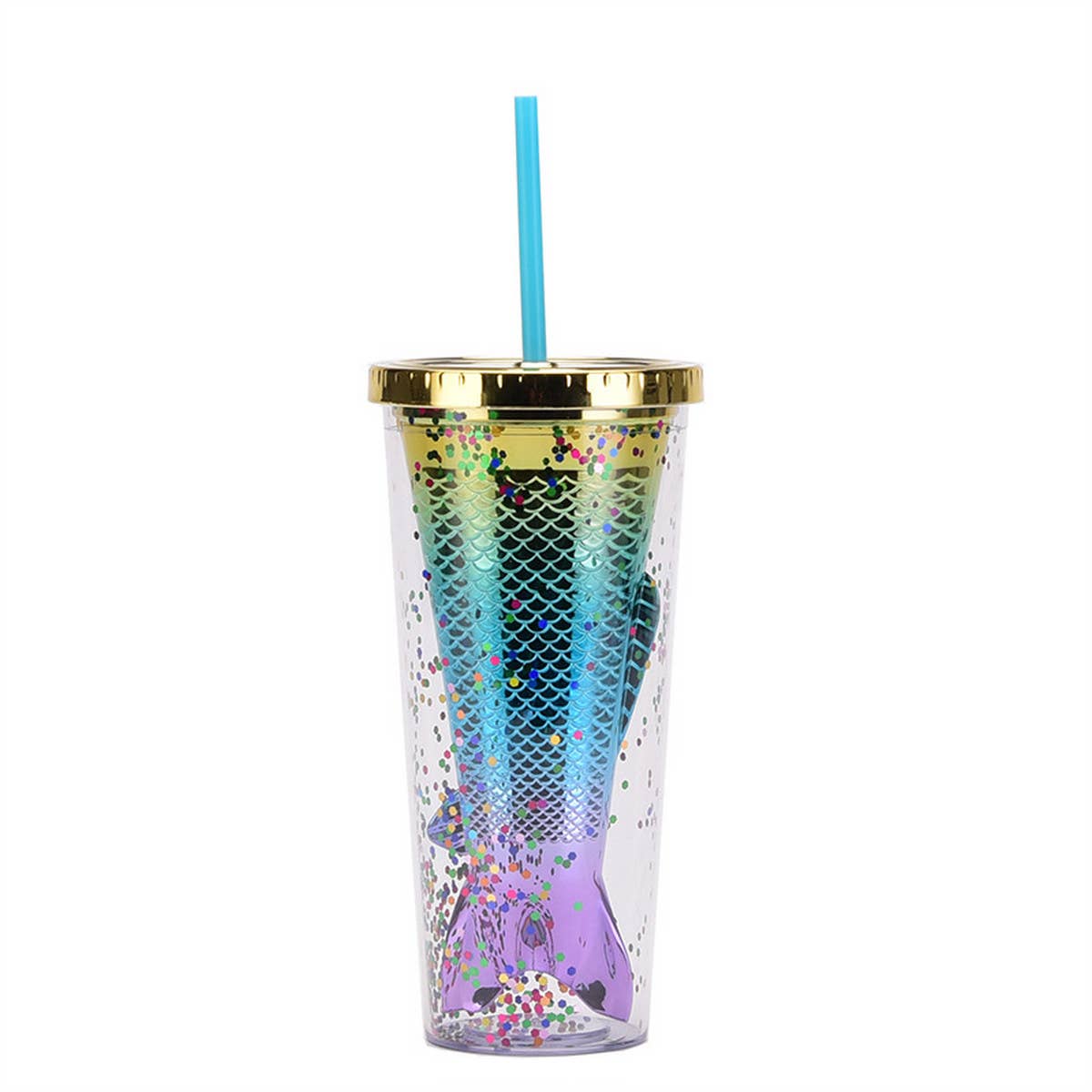 DOUBLE LAYER GRADIENT MERMAID TAIL WATER CUP_CWMM0985