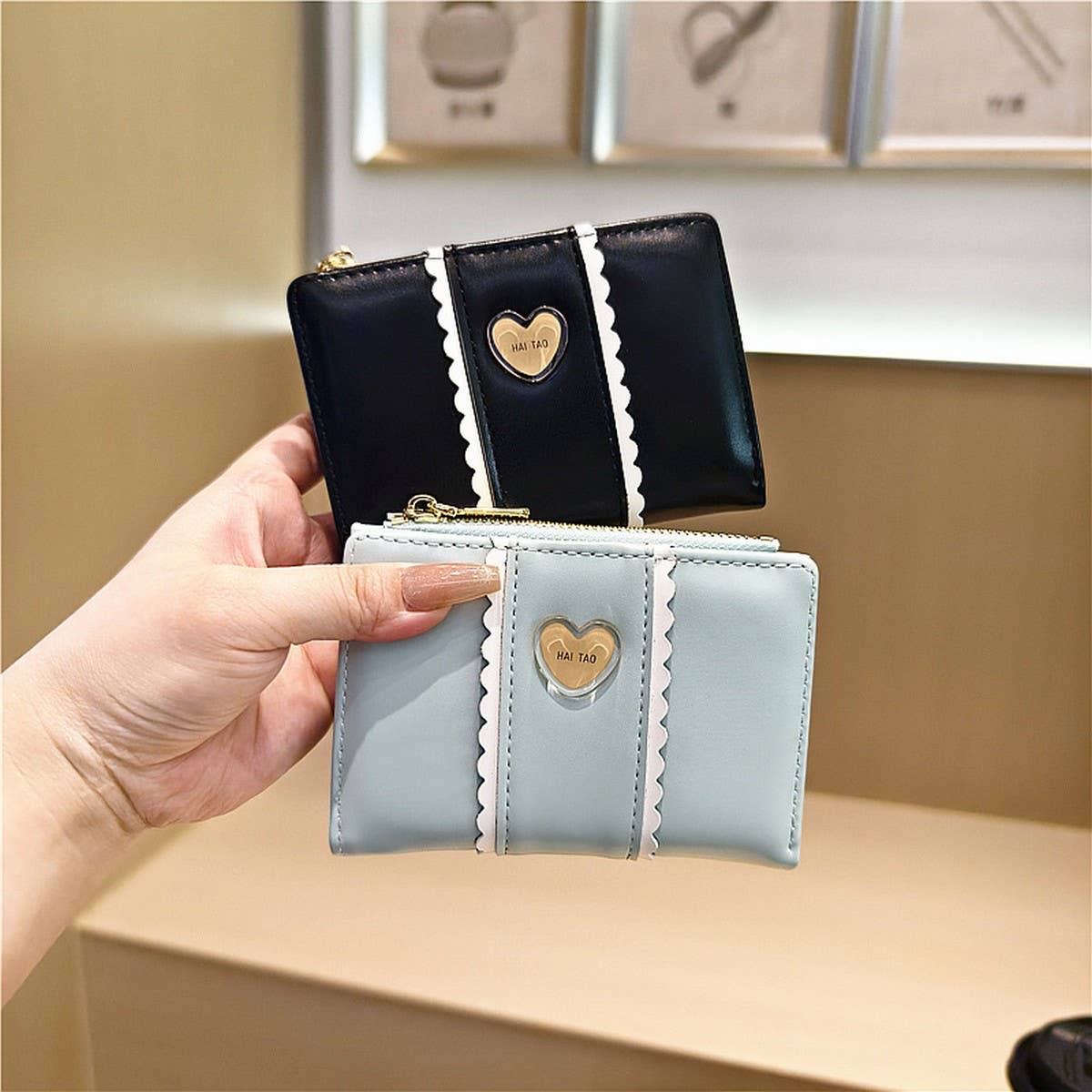 New Solid Color Heart Lace 2-Fold Wallet_Cwab06267