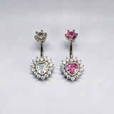 SEXY HYPOALLERGENIC HEART FLOWER ZIRCON BELLY RING_CWMM9465