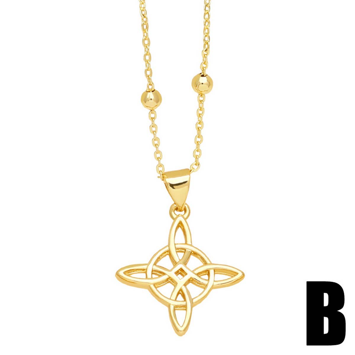 GOLD PLATED DIAMOND FLOWER PENDANT NECKLACE_CWAJE0893