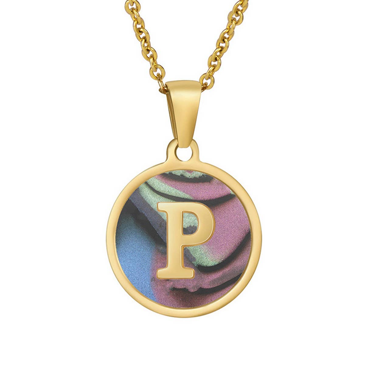 CIRCULAR SHELL ENGLISH LETTER PENDANT NECKLACE_CWAJE0675
