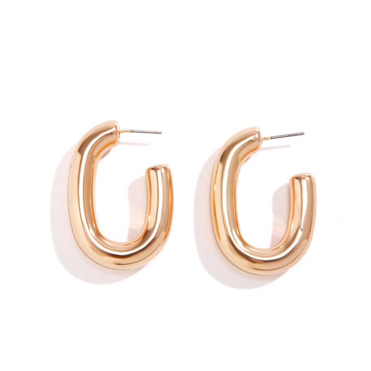 METAL WIND CIRCULAR RING THICK CHAIN EARRINGS_CWAJE1153