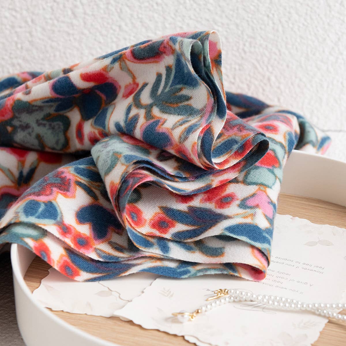 SOFT FAUX CASHMERE FLORAL SCARF ELEGANT WRAP_CWASC0917