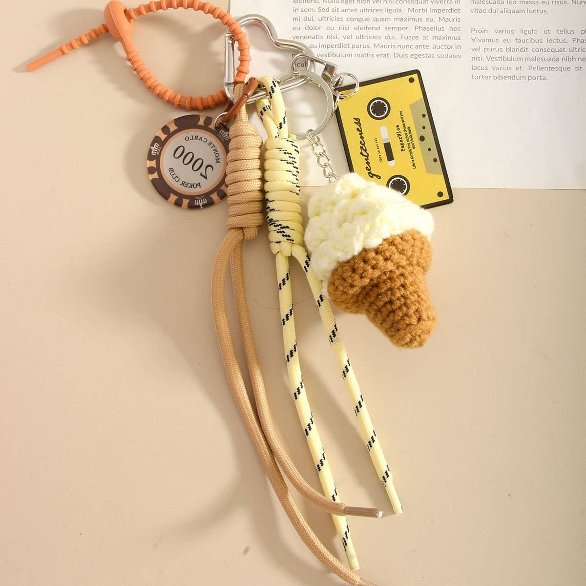 CREATIVE ICE CREAM KEYCHAIN WITH BRAIDED CORD_CWMM7647