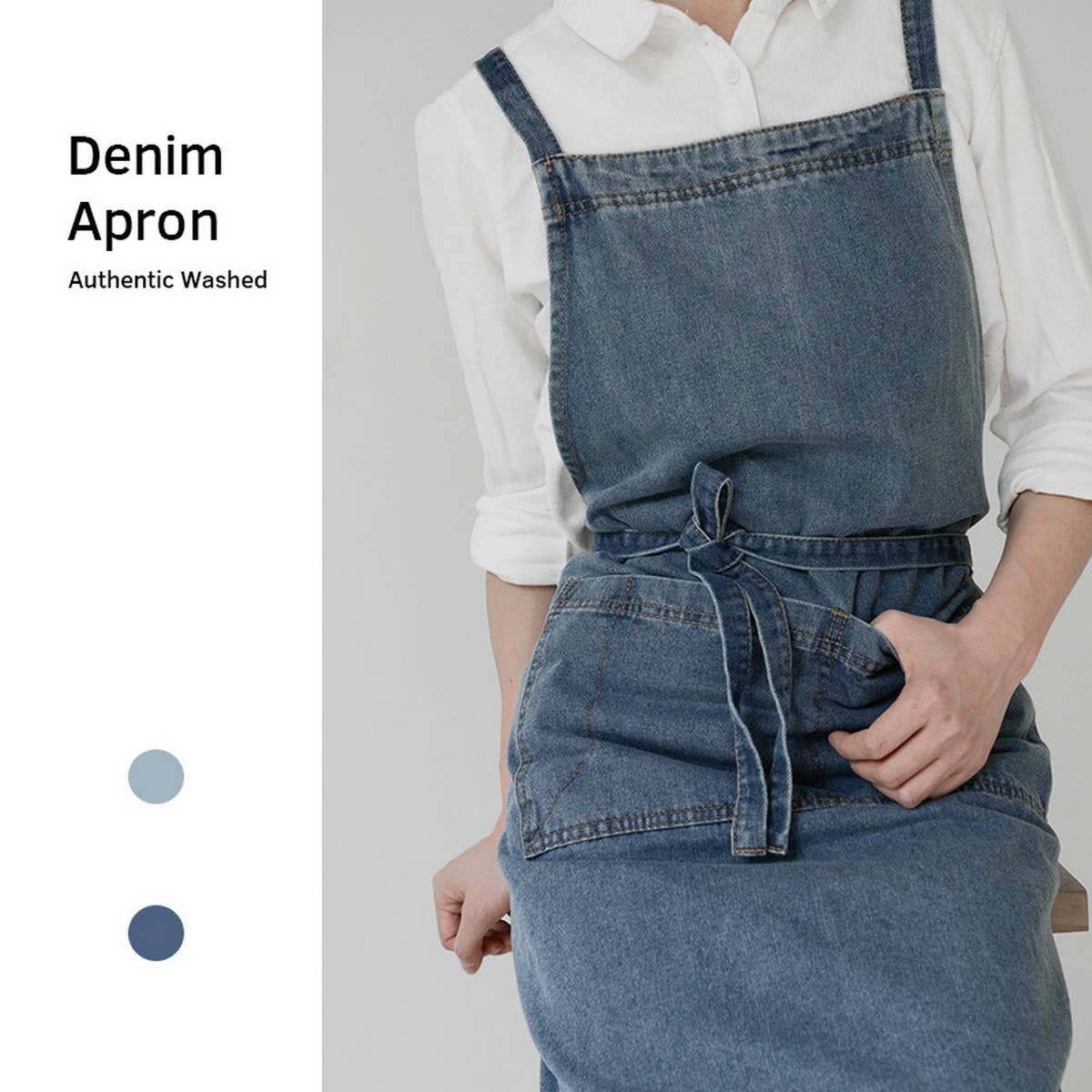 COTTON CANVAS DENIM APRONS WITH POCKETS VINTAGE_CWMM3288