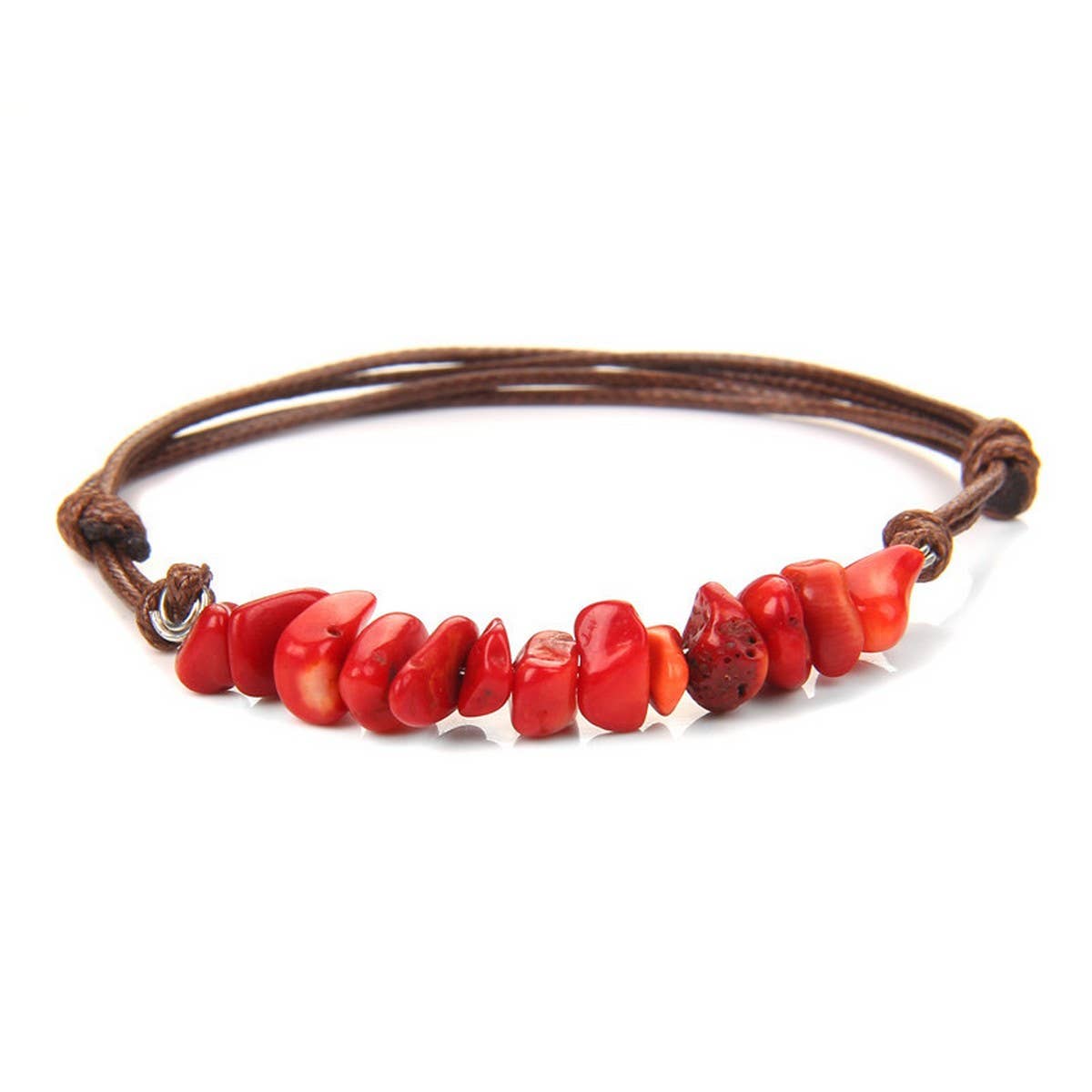 Cwaje3873_Bohemian Gravel Leather Cord Braided Bracelet