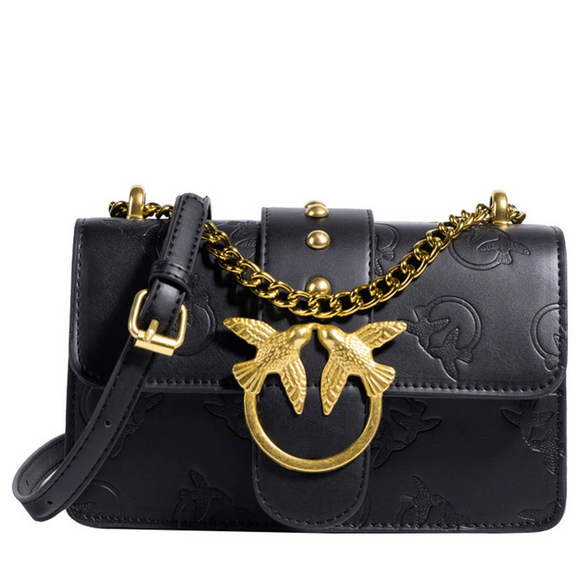 STYLISH EMBOSSED METAL CHAIN SHOULDER BAG_CWAB1577